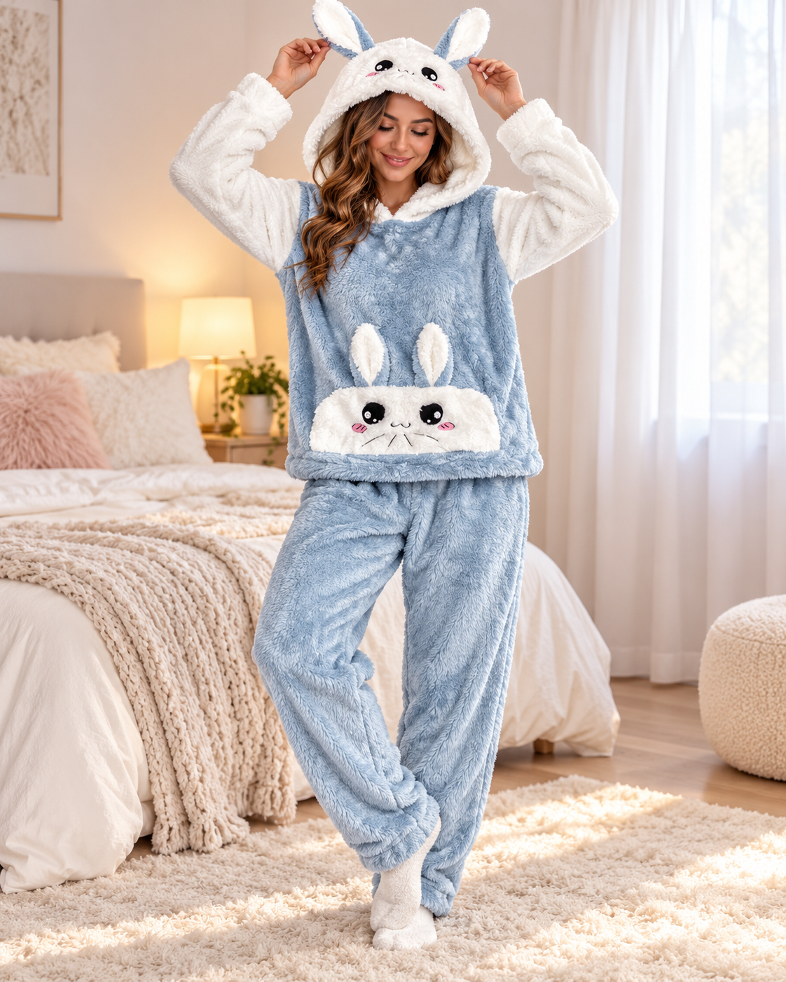 Konijn pyjama - licht blauw