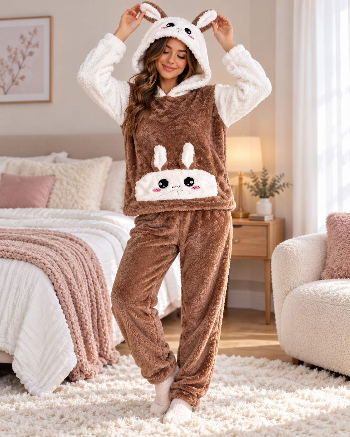 Konijn pyjama - Bruin