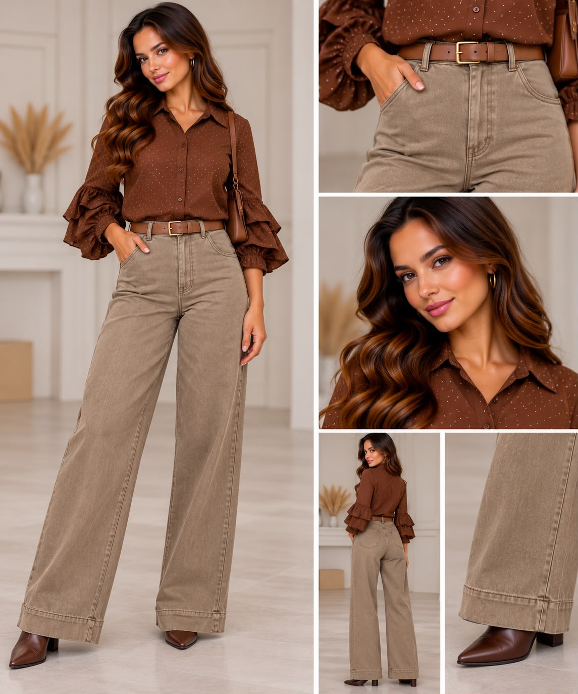 Broek met riem - licht bruin