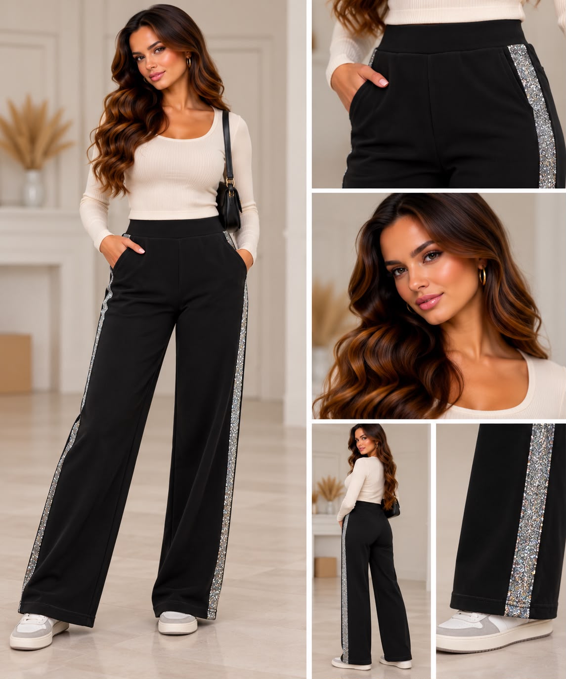 Broek met streep - zwart