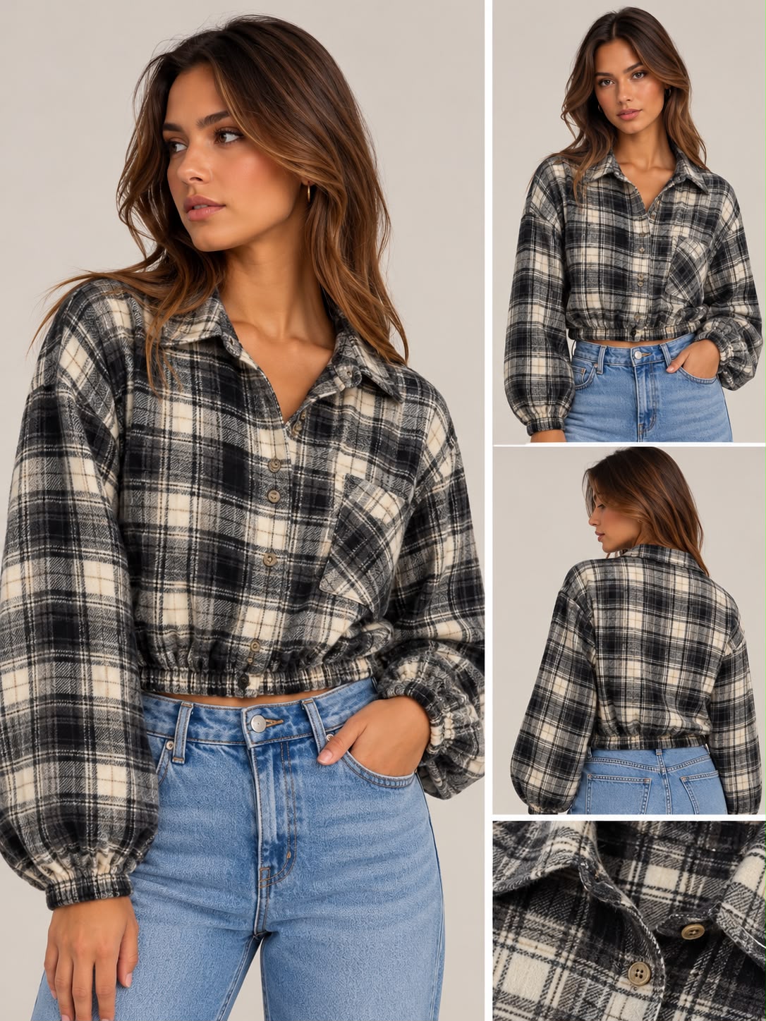 Crop blouse - zwart