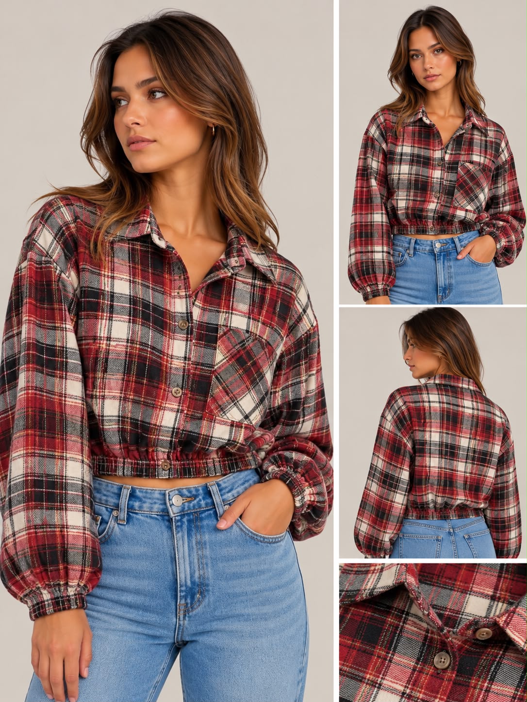 Crop blouse - rood