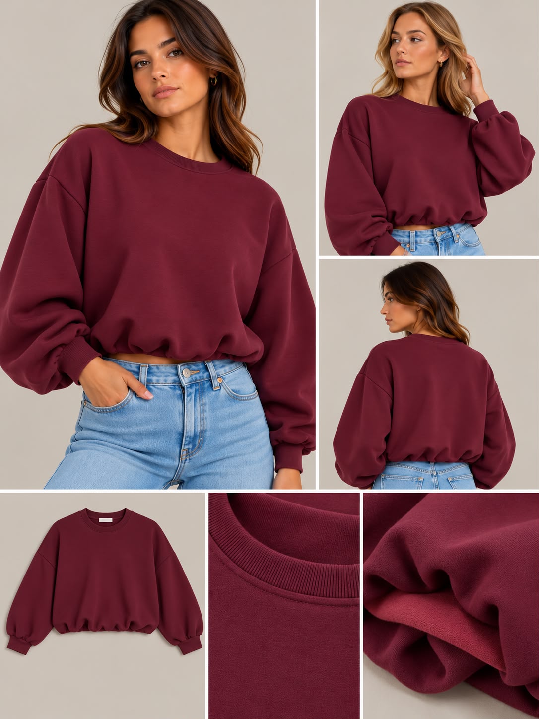 Crop trui - bordeaux rood