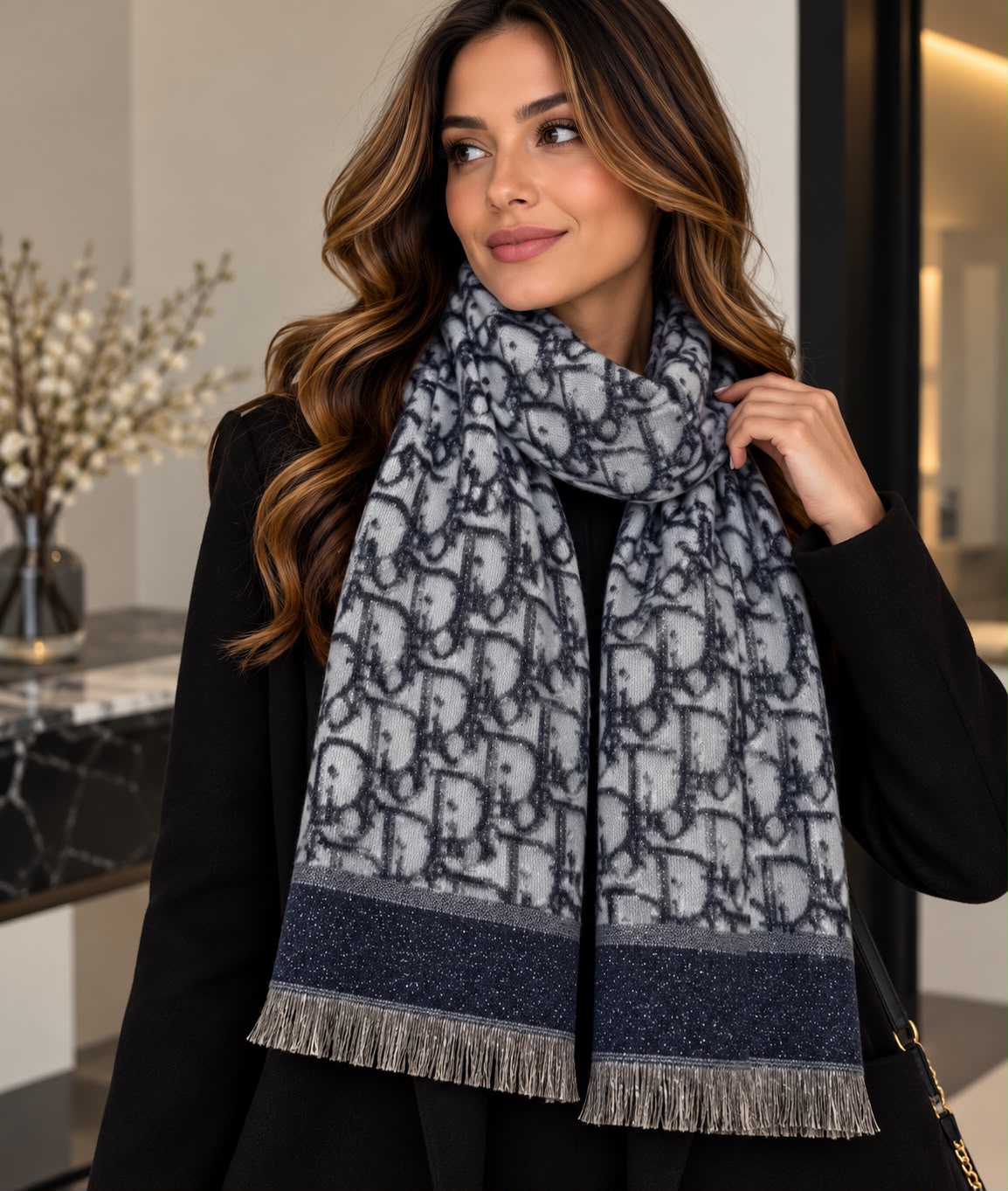Dana glitter sjaal - donker blauw
