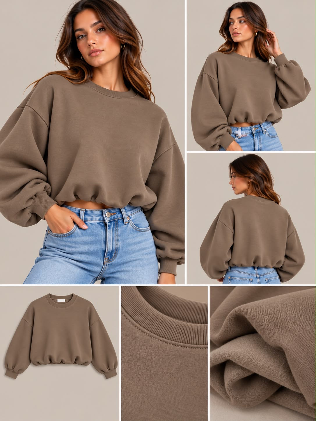 Crop trui - taupe
