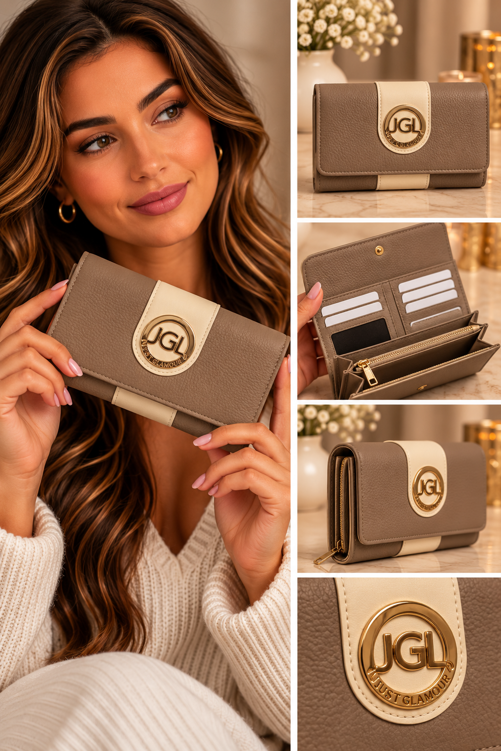Portemonnee groot - taupe