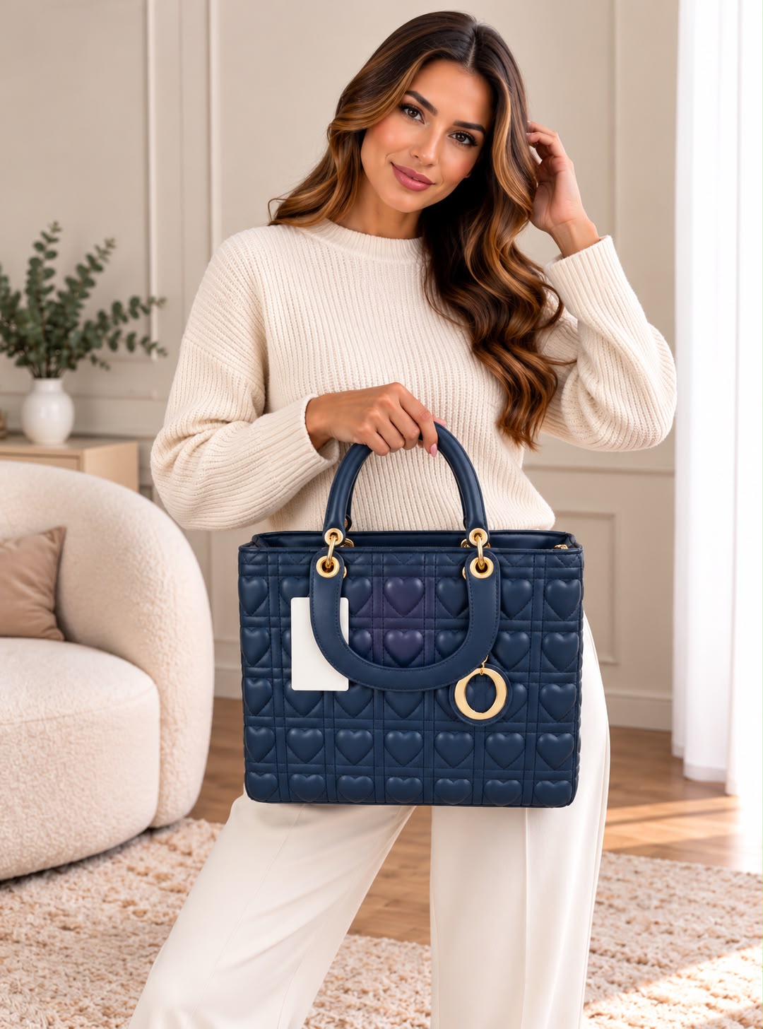 Hartjes tas - donkerblauw groot