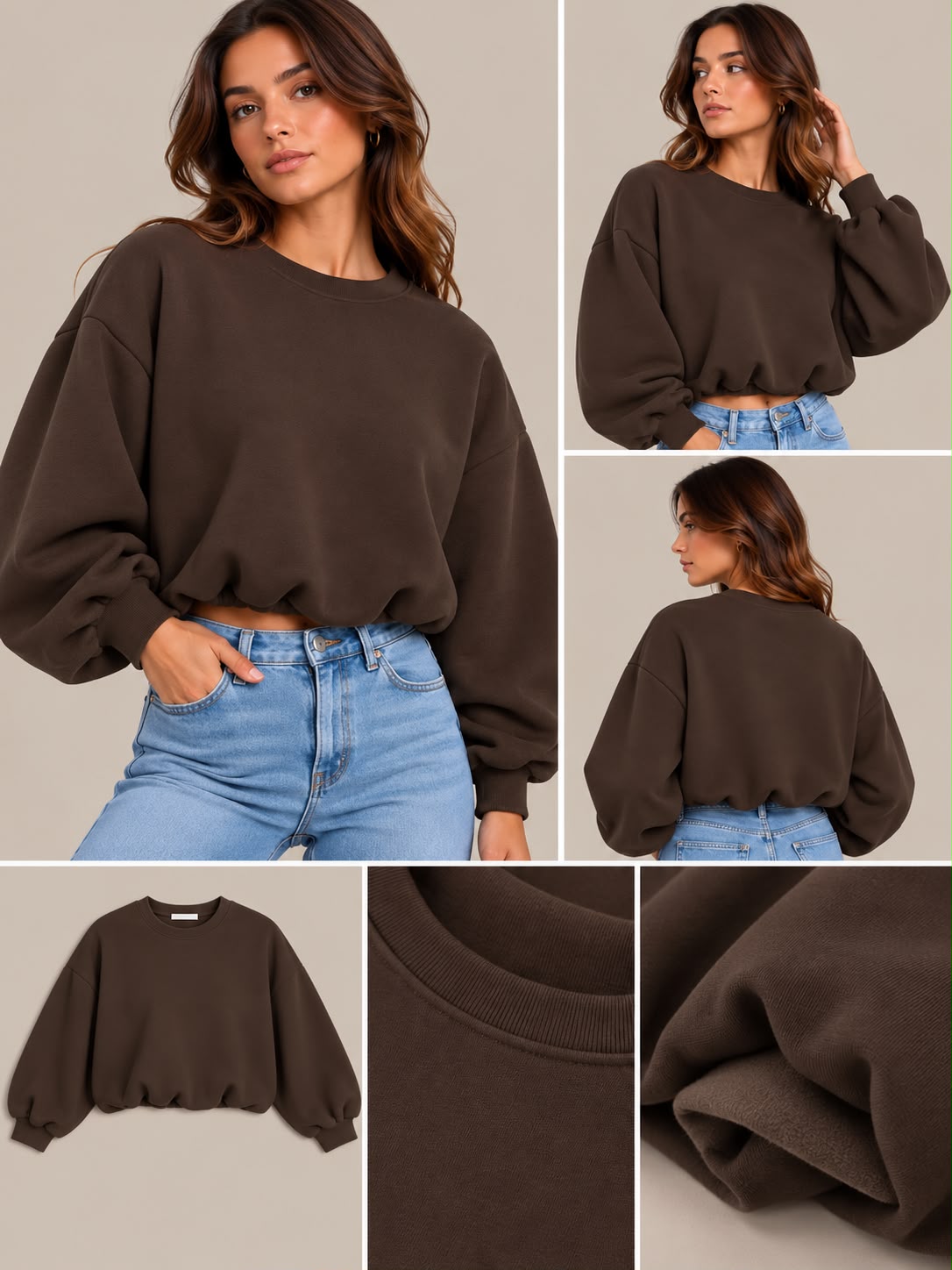Crop trui - bruin