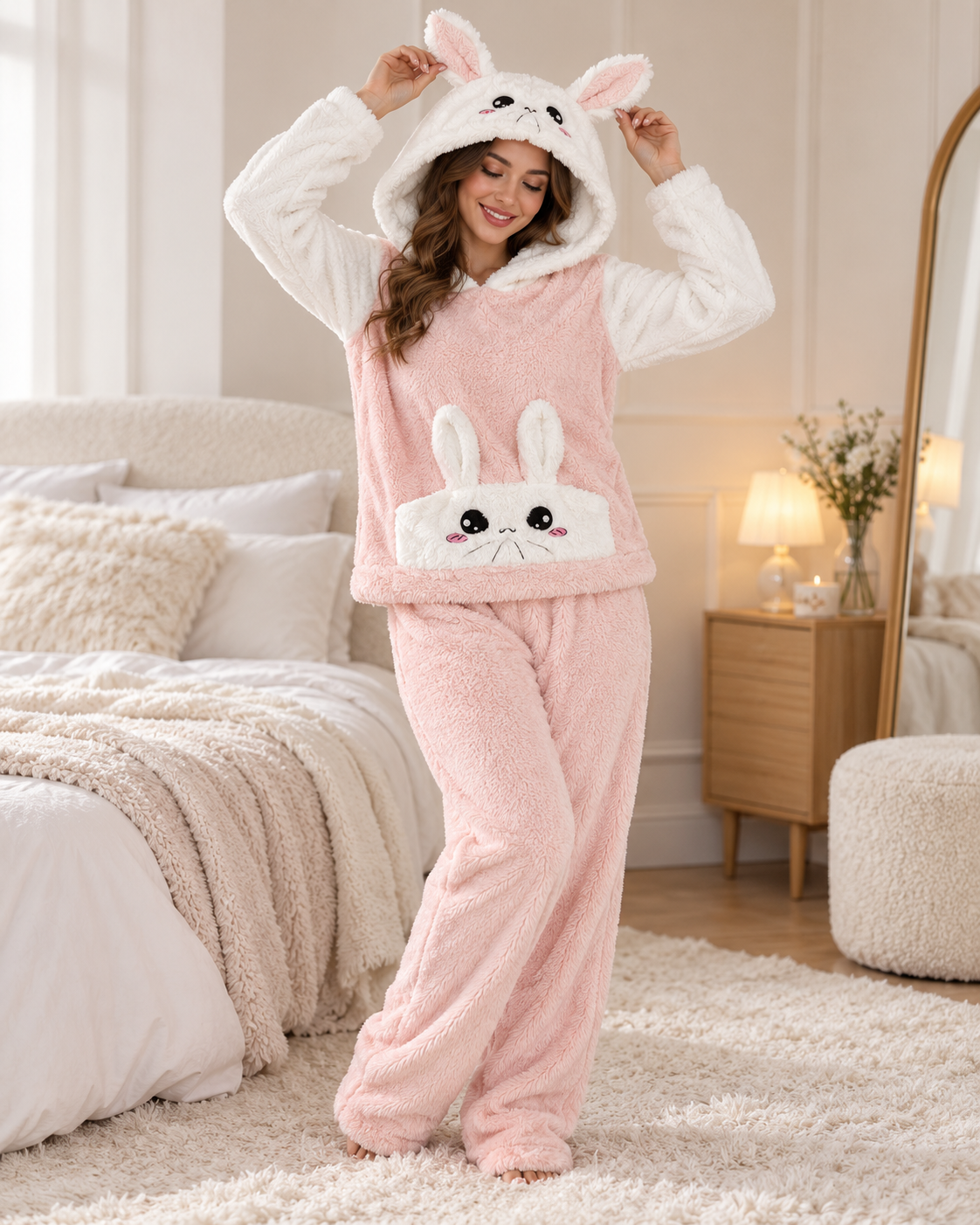 Konijn pyjama - licht roze