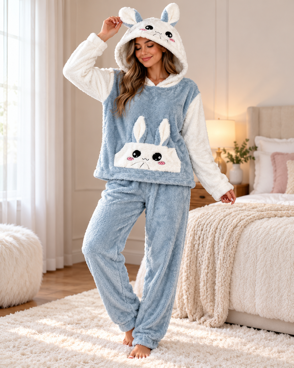 Konijn pyjama - blauw