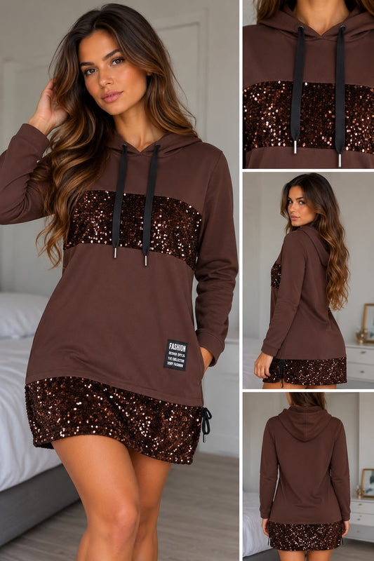 Glitter jurk - bruin