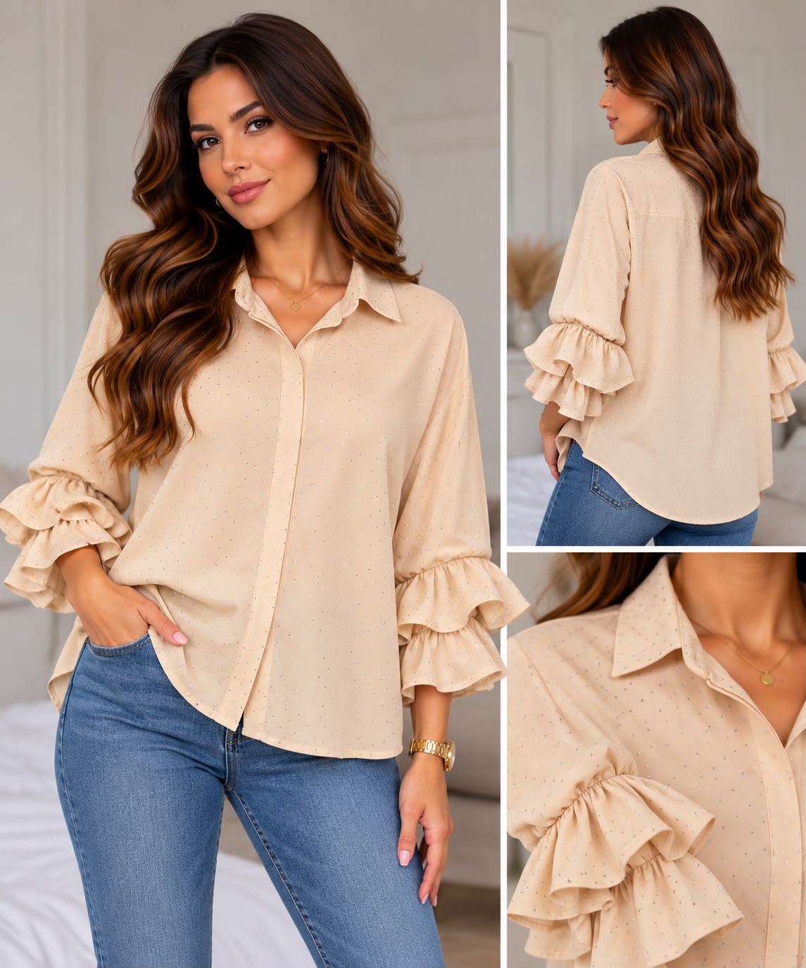 Glitter blouse - creme