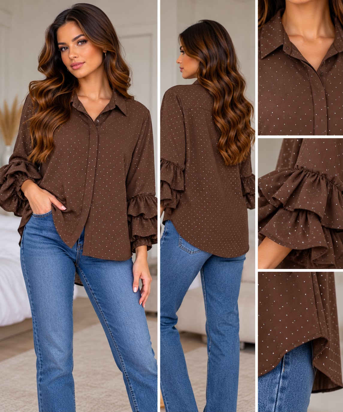 Glitter blouse - bruin