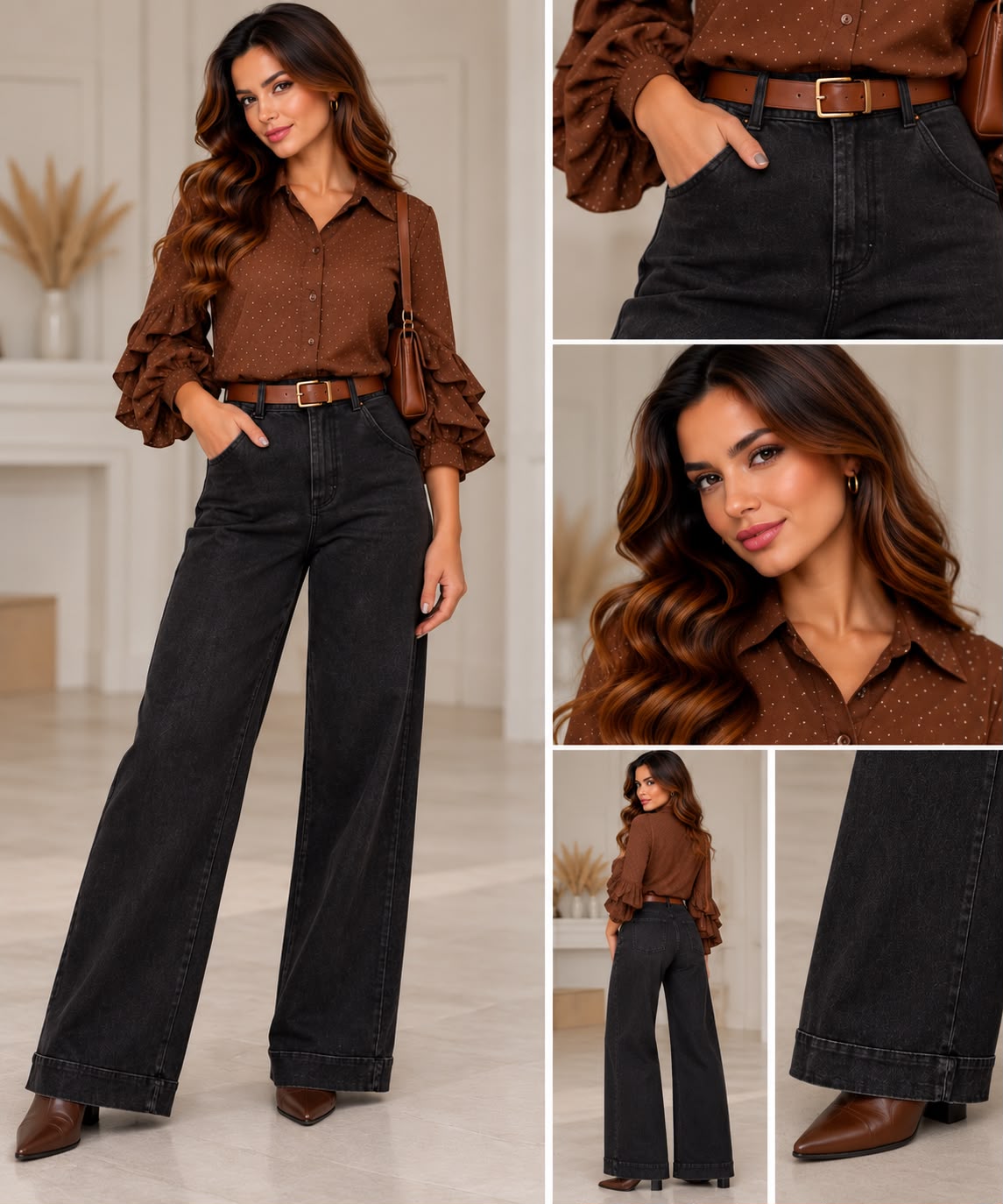 Broek met riem - zwart