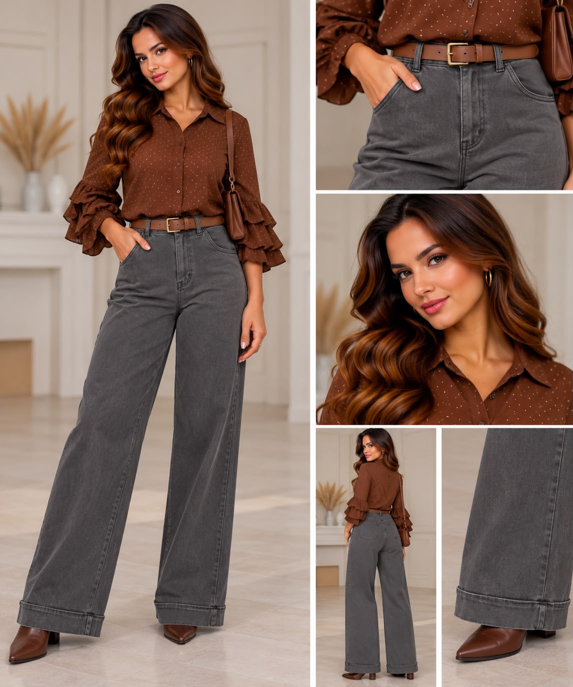 Broek met riem - grijs