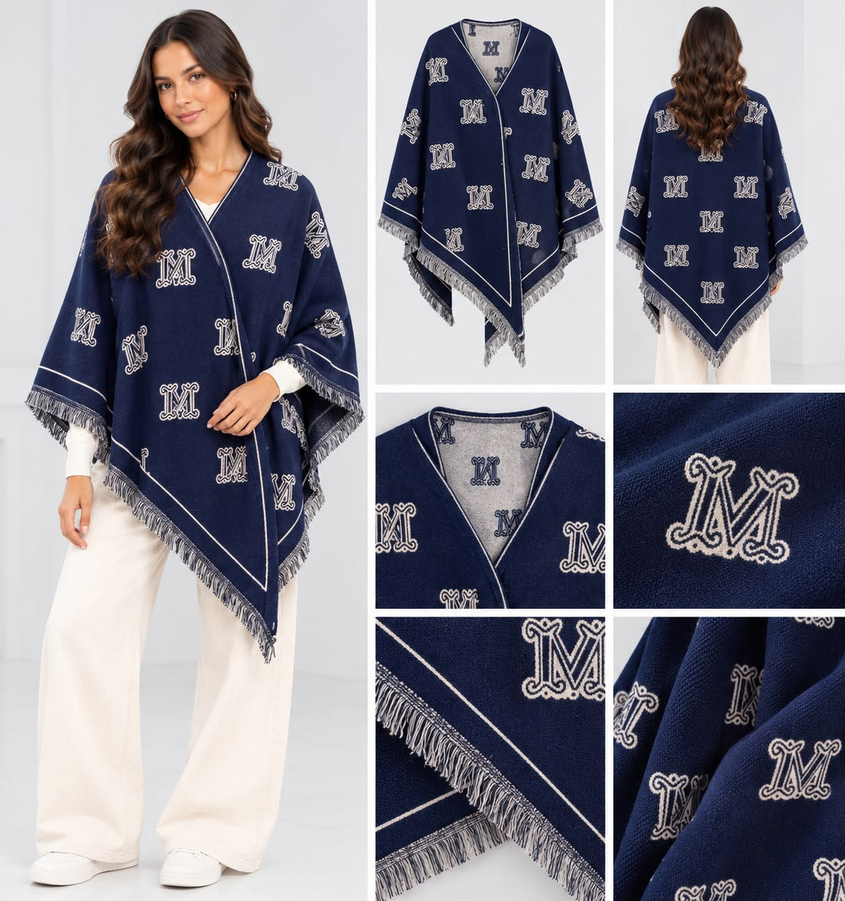 Poncho - donker blauw