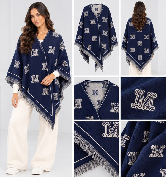 Poncho - donker blauw