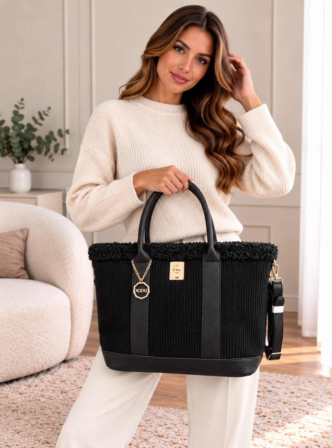 Ribbel tas - zwart